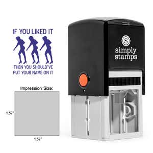 This stamp is available on the Trodat Printy 4924 self-inking stamp body but is also available in pre-inked and wood handle models