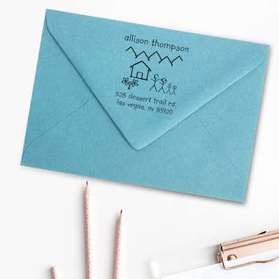 Family Doodle Return Address Stamp - alternate view