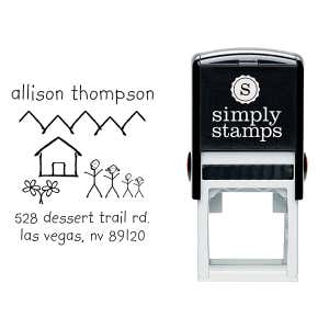 Family Doodle Return Address Stamp Body and Design