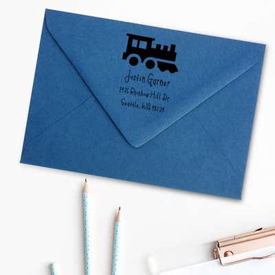 Toy Train Engine Return Address Stamp - alternate view