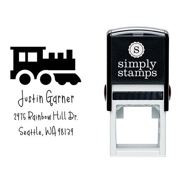 Toy Train Engine Return Address Stamp Body and Design