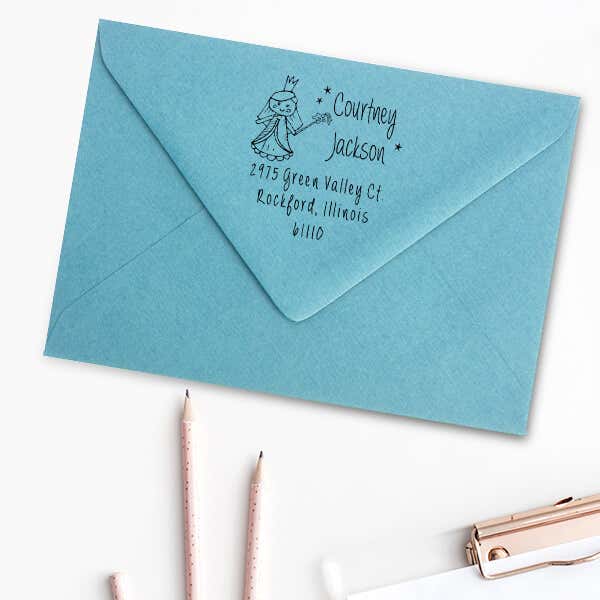 Fairy Princess Doll Return Address Stamp Imprint Example