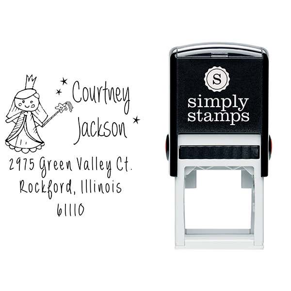 Fairy Princess Doll Return Address Stamp Body and Design