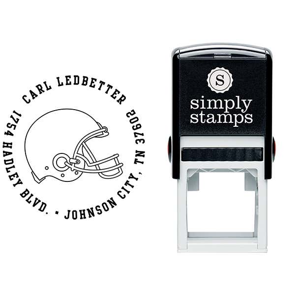 Football Helmet Return Address Stamp Body and Design