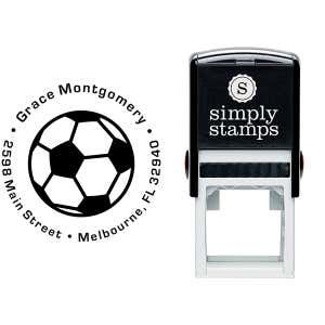 Soccer Ball Return Address Stamp Body and Design