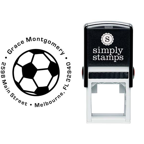 Soccer Ball Return Address Stamp Body and Design