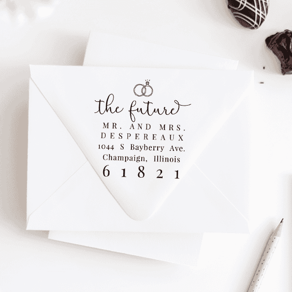 Future Mr. and Mrs. Rings Address Stamp