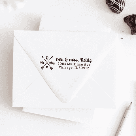 Rustic Arrow Mr. and Mrs. Address Stamp