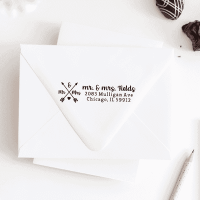Rustic Arrow Mr. and Mrs. Address Stamp