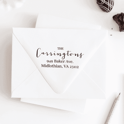Delicate Calligraphy Wedding Address Stamp