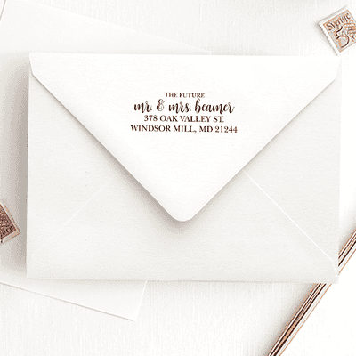 Future Mr. and Mrs. Script Address Stamp