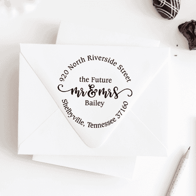 Future Mr. and Mrs. Round Address Stamp