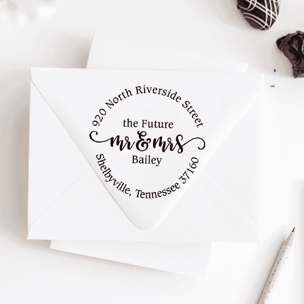 Future Mr. and Mrs. Round Address Stamp