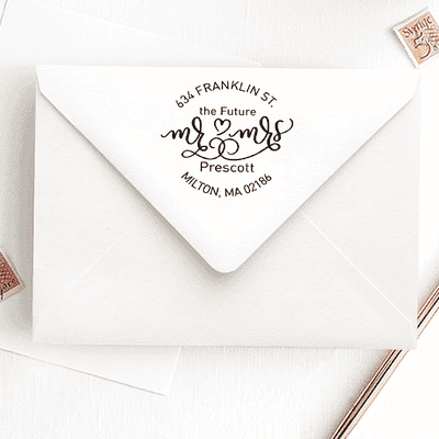 Future Mr. and Mrs. Heart Round Address Stamp