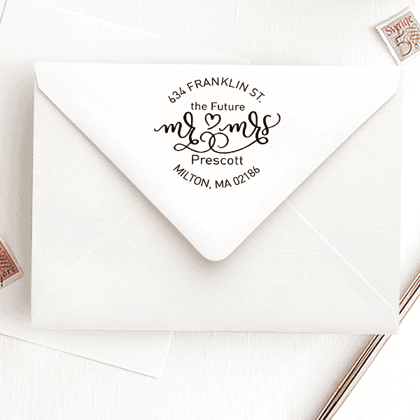 Future Mr. and Mrs. Heart Round Address Stamp