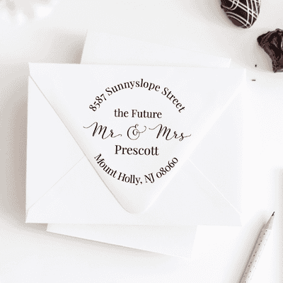 Future Mr. and Mrs. Round Address Stamp