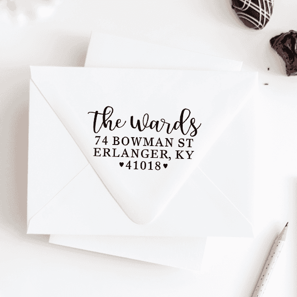 Whimsical Heart Wedding Address Stamp