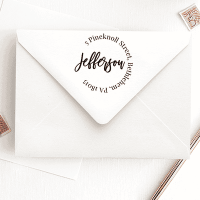 Modern Script Round Address Stamp
