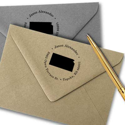 Kansas Round Address Stamp - alternate view