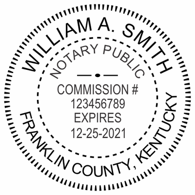 Kentucky Notary Pink - Round Design Imprint Example