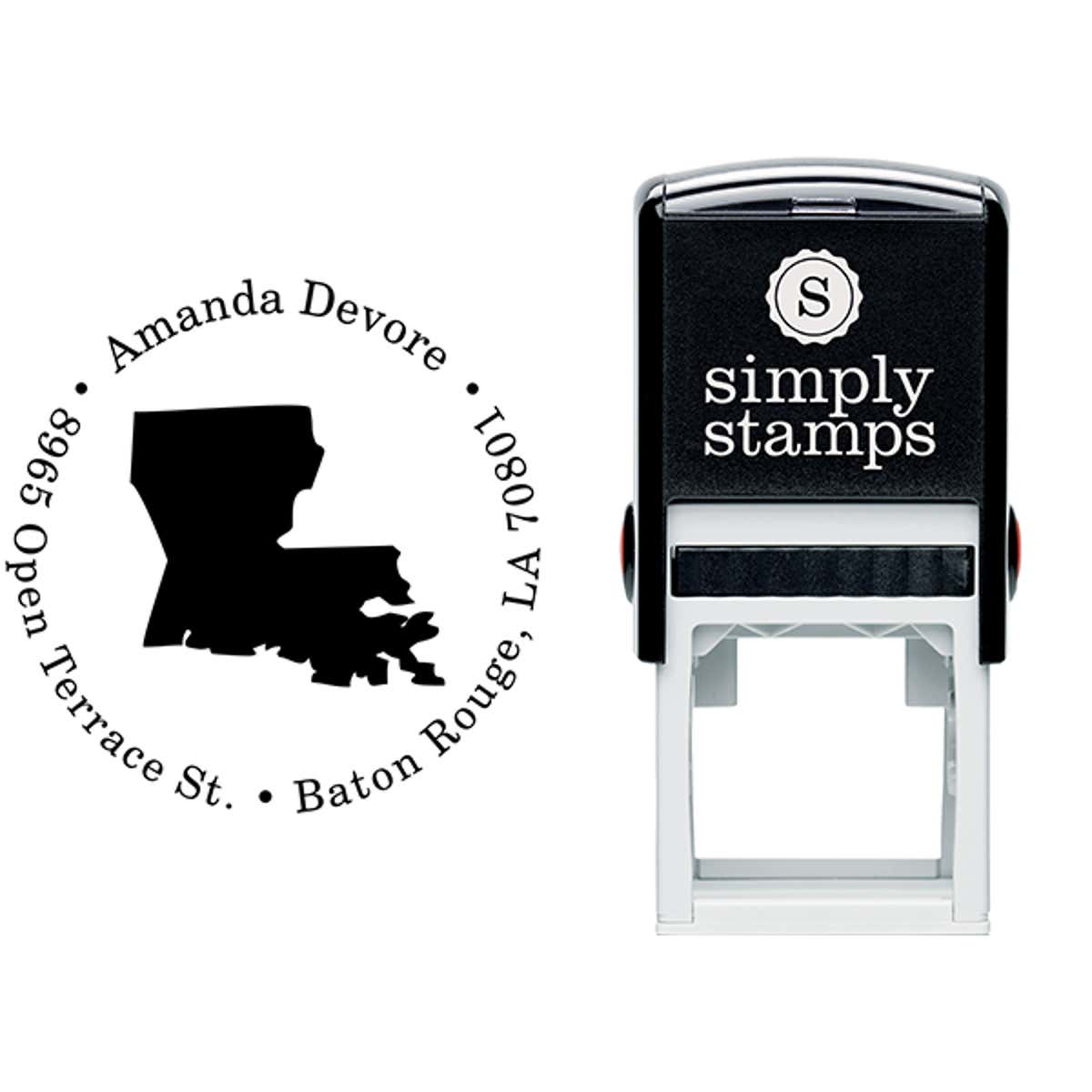 Louisiana Round Address Stamp Body and Design