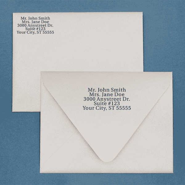 Serif Custom 5 Line Address Stamp Envelope Example