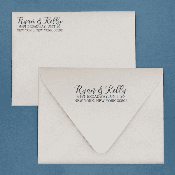 Kelly Script Address Stamp Envelope Example