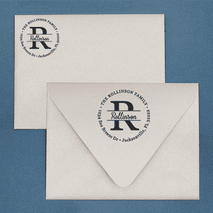 Round Letter Relaxed Script Address Stamp Envelope Example