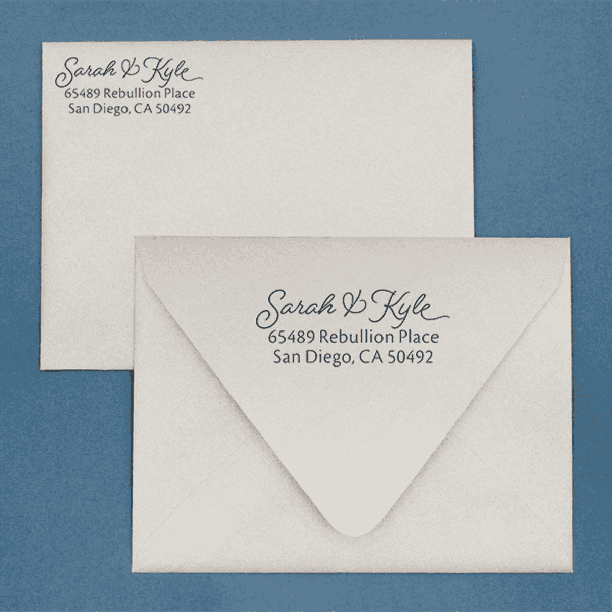 San Diego Script Address Stamp Envelope Example