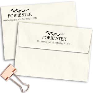 Forrester Leafy Vine Address Stamp Imprint Examples on Envelopes