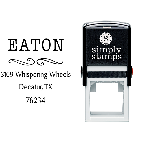 Eaton Deco Curly Q Address Stamp Body and Imprint