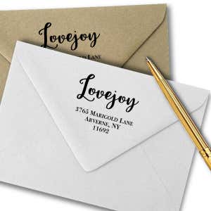Lovejoy Script Address Stamp Imprint Example