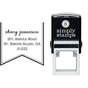 Ribbon Return Address Stamp Body and Design