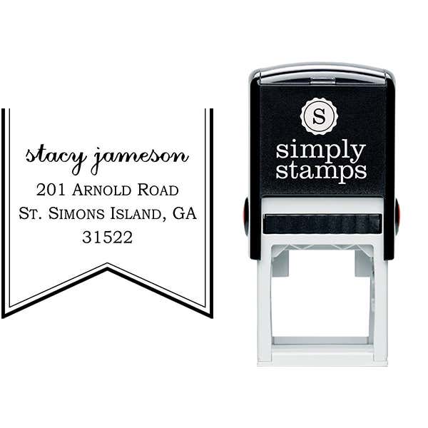 Ribbon Return Address Stamp Body and Design