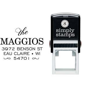 Uptown Script Return Address Stamp Body and Design