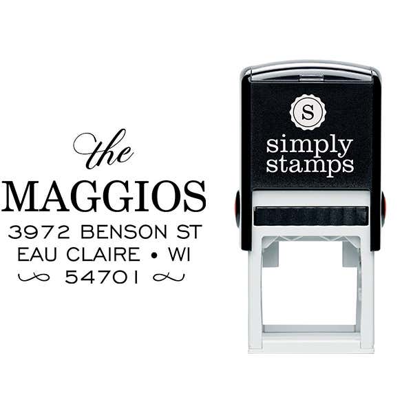 Uptown Script Return Address Stamp Body and Design
