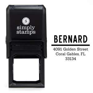 Bernard Bold Address Stamp design over self inking stamp body