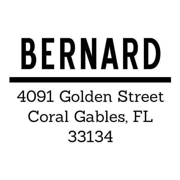 Bernard Bold Address Stamp design on white background