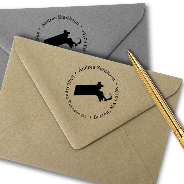 Massachusetts Round Address Stamp Imprint Example