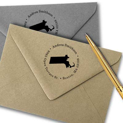 Massachusetts Round Address Stamp - alternate view