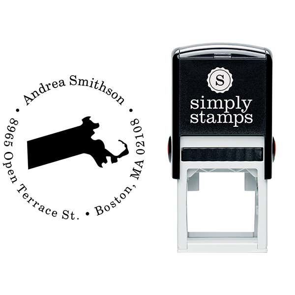 Massachusetts Round Address Stamp Body and Design