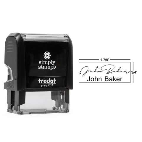Medium Signature Stamp with Name Printed, 0.65" x 1.8" 