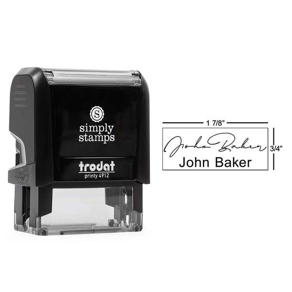 Medium Signature Stamp with Name Printed, 0.65" x 1.8"