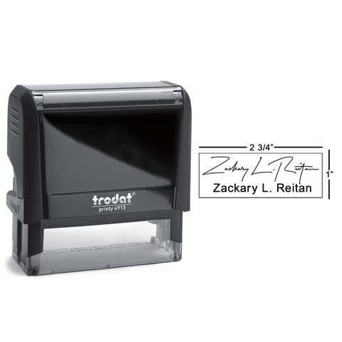 Extra Large Signature Stamp with Name at Bottom, 1" x 2.65" Impression Size