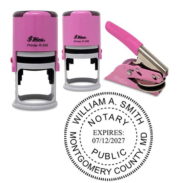 Maryland Notary Pink - Round Design Seal