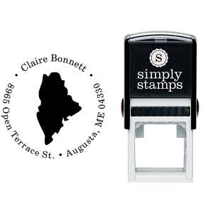 Maine Round Address Stamp Body and Design