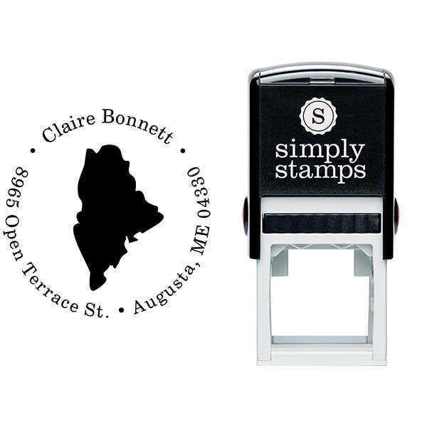 Maine Round Address Stamp Body and Design