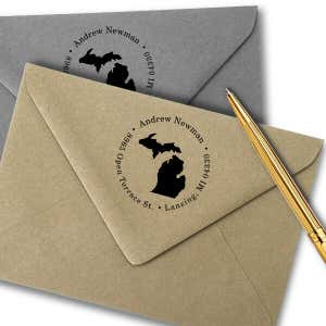 Michigan Round Address Stamp Imprint Example