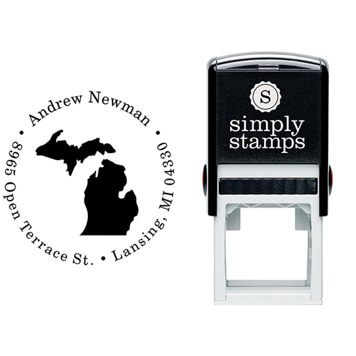 Michigan Round Address Stamp Body and Design