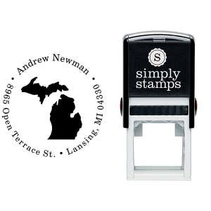 Michigan Round Address Stamp Body and Design